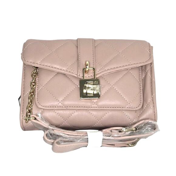 Bebe Kellen Crossbody in Blush NWT Lock Gold Hardware Lamby Vegan Leather - Picture 1 of 4